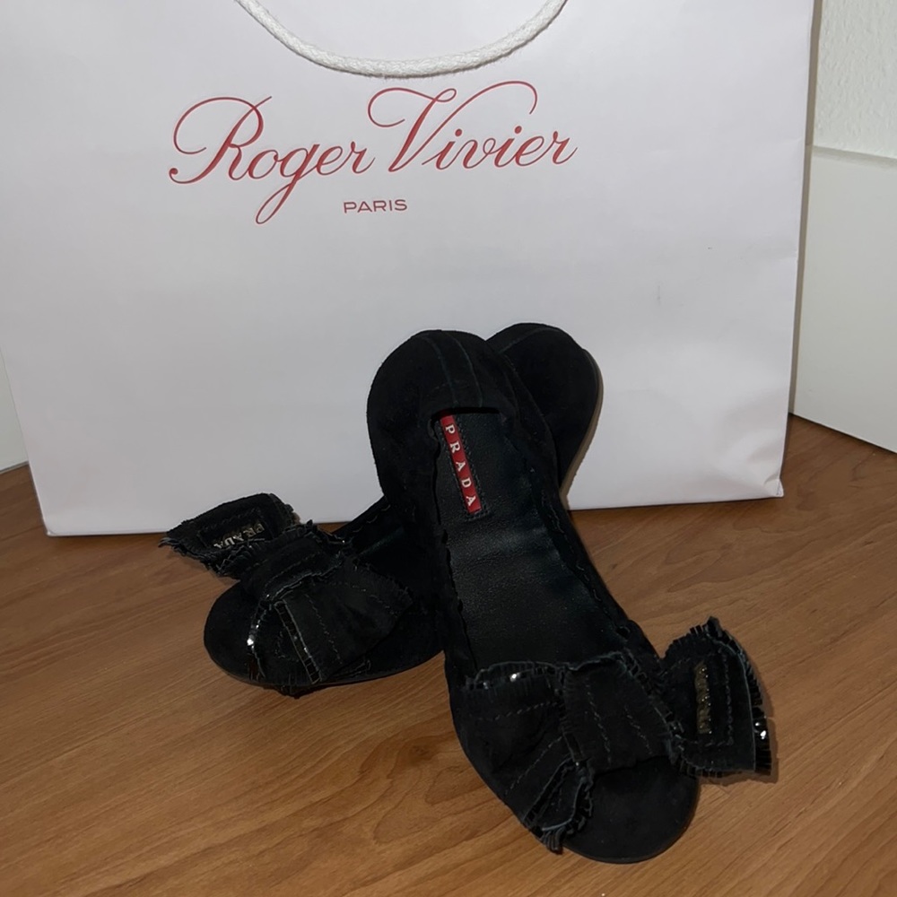 Prada ballerina ballet flats black suede 36.5